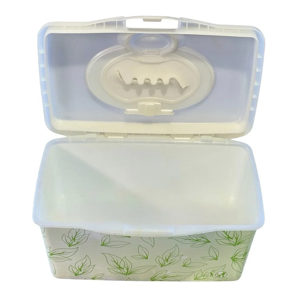 Huggies Baby Wipes Container EMPTY Wipe Case Holder White Green Leaves